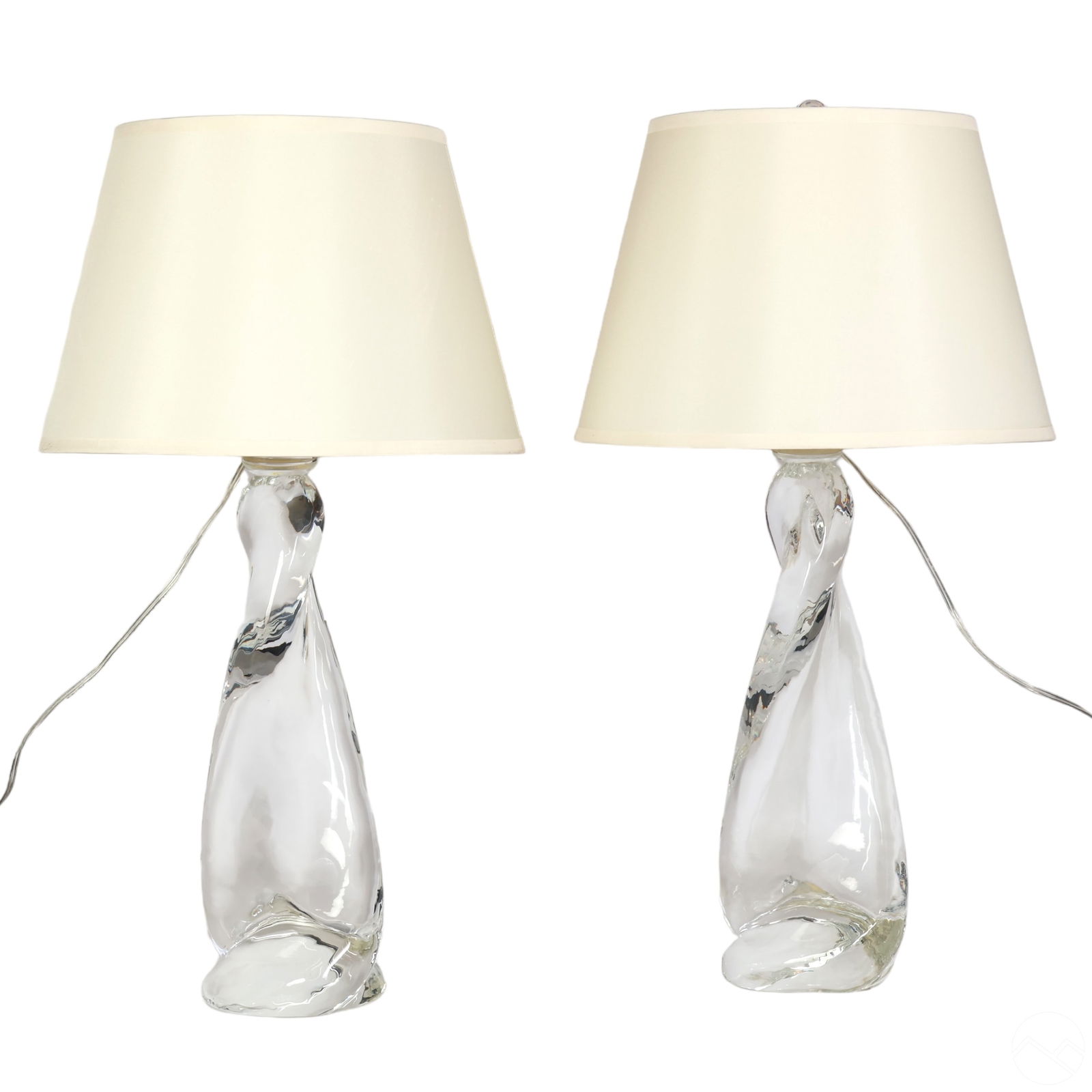 PAIR OF MURANO STYLE CLEAR