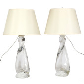 PAIR OF MURANO STYLE CLEAR TWI