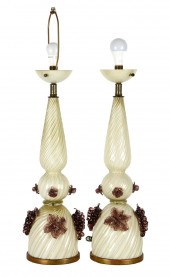 PAIR OF MURANO-STYLE GLASS TAB