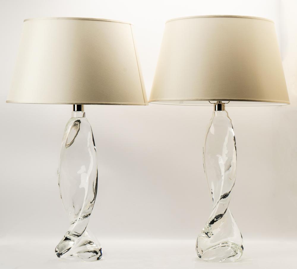 PAIR OF MURANO-STYLE GLASS TABLE
