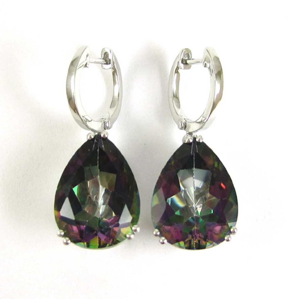 PAIR OF MYSTIC TOPAZ AND WHITE GOLD