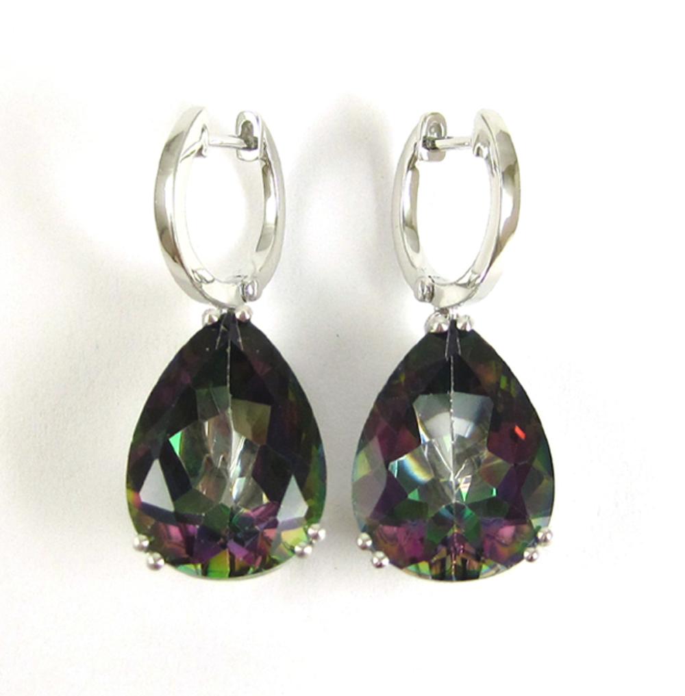 PAIR OF MYSTIC TOPAZ AND WHITE GOLD