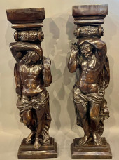 PAIR OF MYTHOLOGICAL BRONZE FI