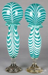 PAIR OF NAILSEA TYPE GLASS VAS