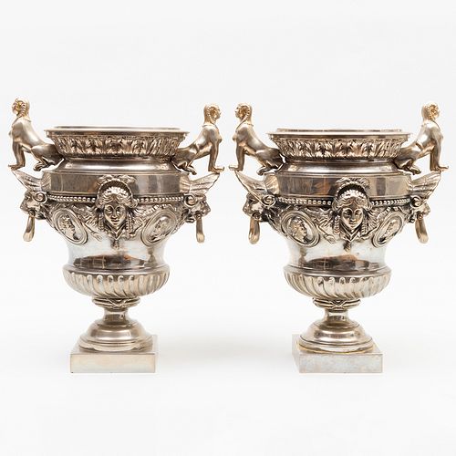 PAIR OF NAPOLEON III SILVERED-METAL