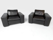 PAIR OF NATUZZI ITALIAN LEATHE