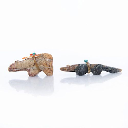 PAIR OF NAVAJO CARVED STONE