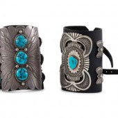 Pair of Navajo Silver and Turq