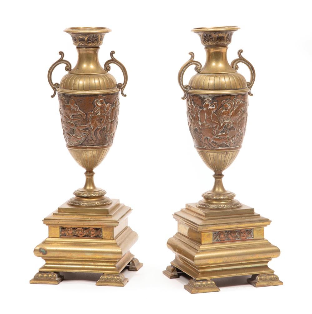 PAIR OF NEO-GREC BI-COLOR BRONZE