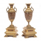 PAIR OF NEO-GREC BI-COLOR BRON