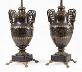 PAIR OF NEO-GREC BRONZE URNSPa