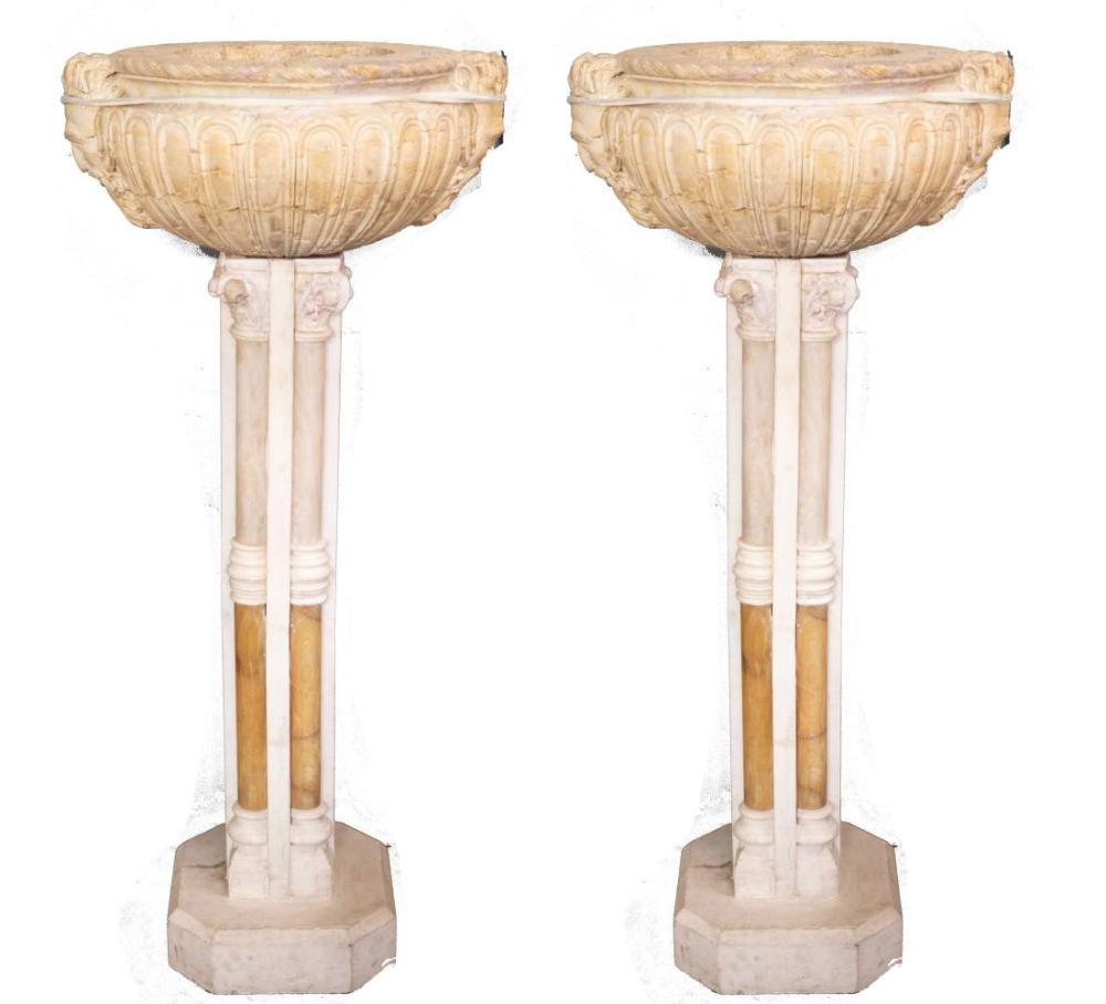 PAIR OF NEOCLASSIC CARVED STONE