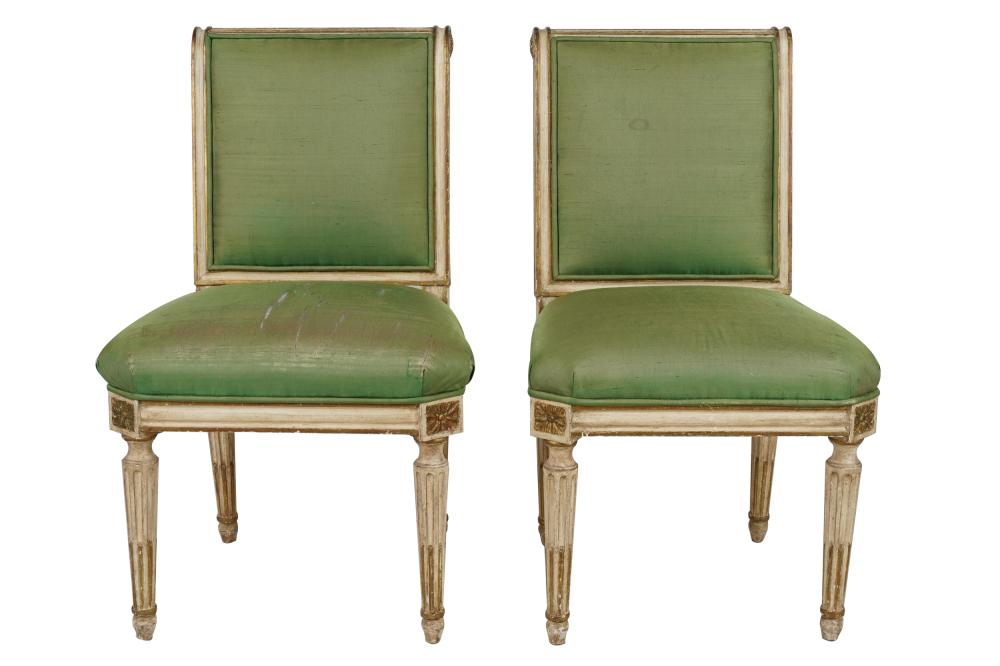 PAIR OF NEOCLASSIC PAINTED & GILT