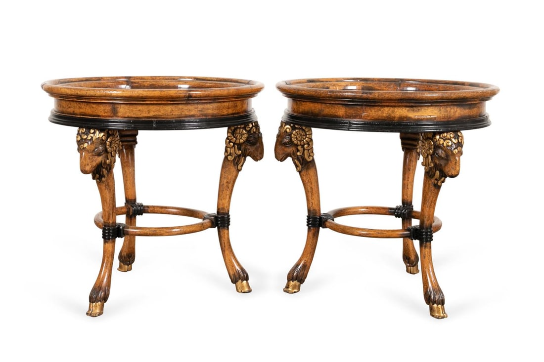 PAIR OF NEOCLASSICAL STYLE RAMS