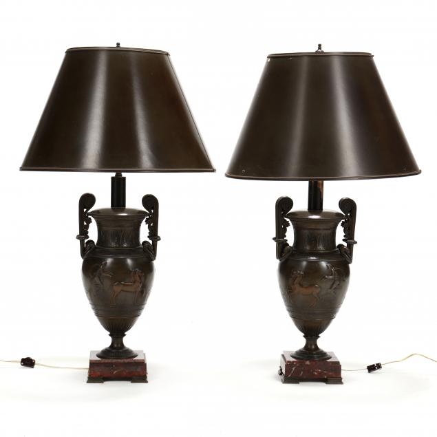 PAIR OF NEOCLASSICAL STYLE TOLE AND