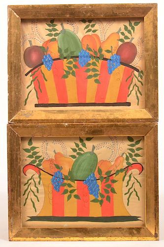 PAIR OF NEW ENGLAND BASKET OF FRUIT