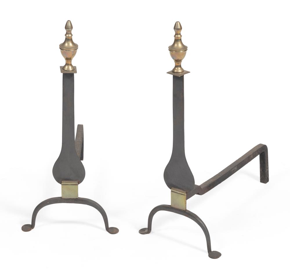 PAIR OF NEW ENGLAND WROUGHT IRON