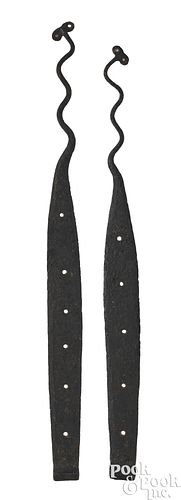 PAIR OF NEW ENGLAND WROUGHT IRON