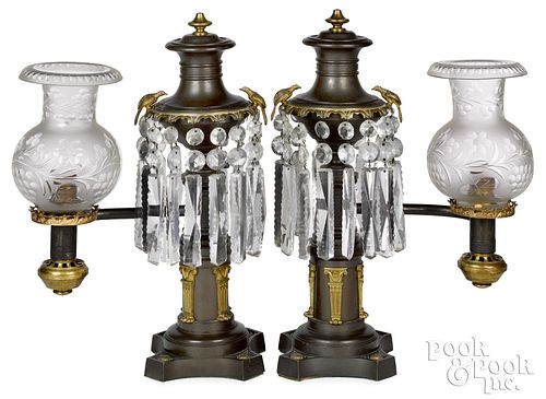 PAIR OF NEW YORK GILT BRONZE ARGAND