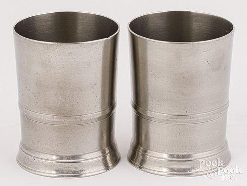 PAIR OF NEW YORK PEWTER BEAKERS,