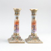 PAIR OF NIPPON PORCELAIN CANDL