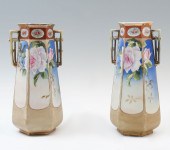 PAIR OF NIPPON PORCELAIN HEXAG