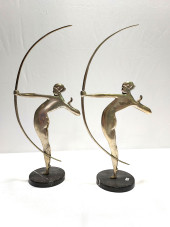 PAIR OF NUDE FEMALE ARCHER SCU