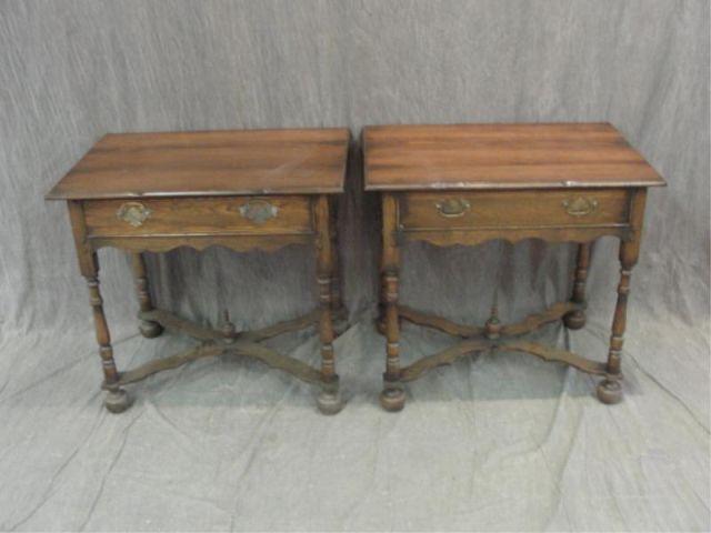 Pair of Oak 1 Drawer Tudor Style