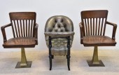Pair of oak courtroom chairs w