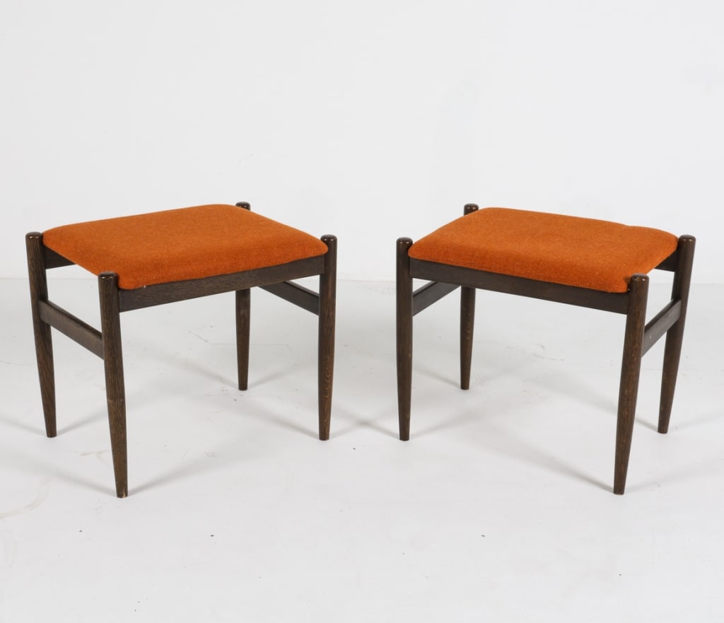 PAIR OF OAK FOOT STOOLS ATTR. TO