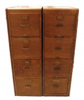PAIR OF OAK FOUR DRAWER FILE C