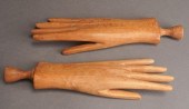 PAIR OF OAK GLOVE DISPLAY STAN
