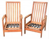 PAIR OF OAK MODERN ROCKING CHA