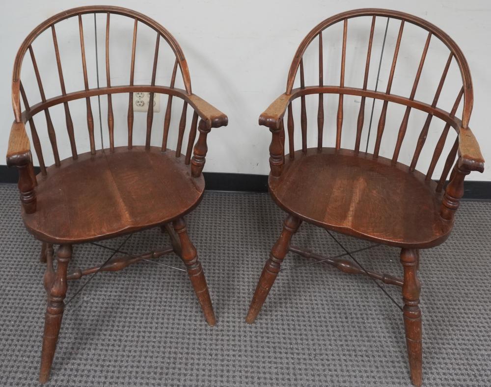 PAIR OF OAK SACK-BACK ARMCHAIRSPair