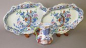 PAIR OF OBLONG TRAYS & CREAMER
