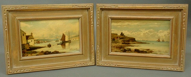Pair of oil on board paintings of