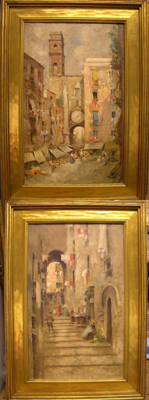 Pair of oil on canvas European city
