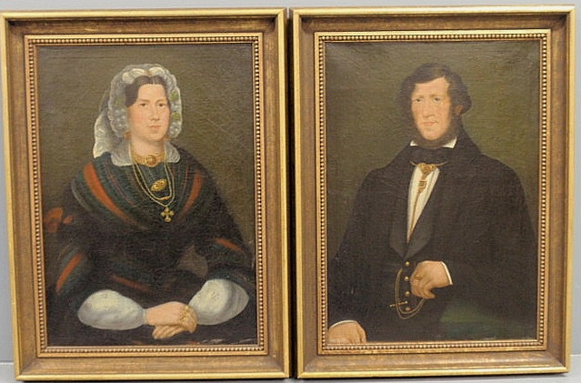 Pair of oil on canvas portraits