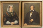 Pair of oil on canvas portrait