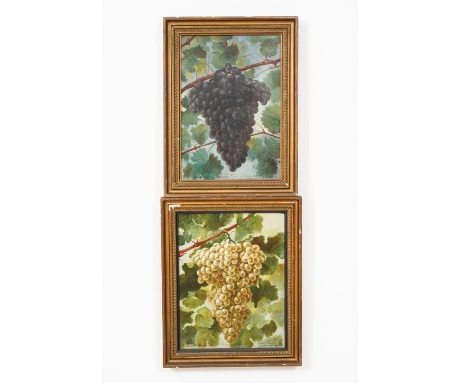 Pair of oil on canvas still life of