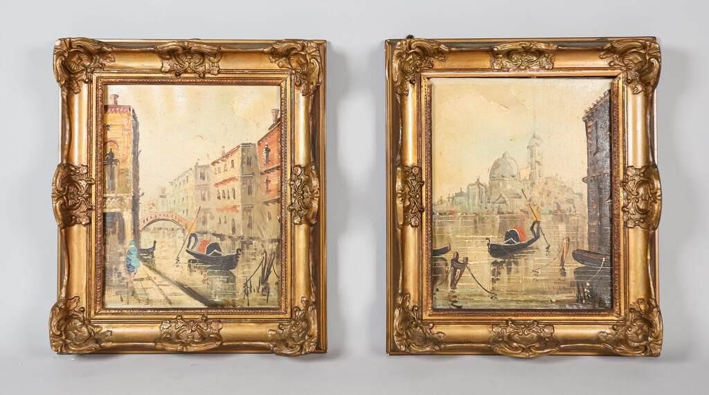 PAIR OF OIL ON CANVAS VENETIAN