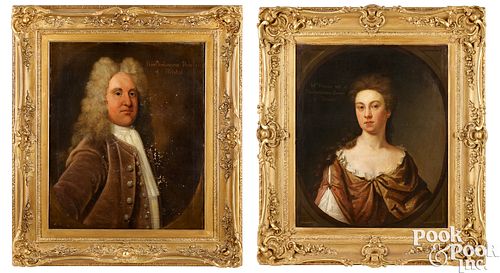 PAIR OF OIL ON CANVAS PORTRAITSPair
