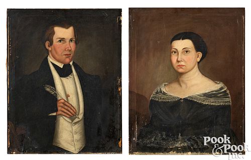PAIR OF OIL ON CANVAS PORTRAITS,