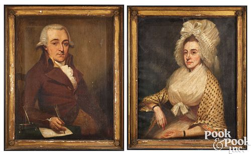 PAIR OF OIL ON CANVAS PORTRAITSPair