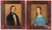 PAIR OF OIL ON TIN PORTRAITS O