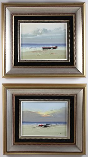 PAIR OF OILS ON CANVAS "DORIES ON