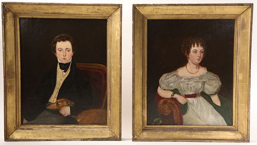 PAIR OF OILS ON PANEL PORTRAITS