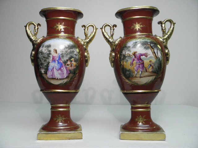 Pair of Old Paris hand painted