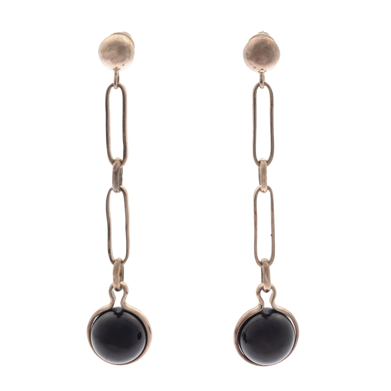 PAIR OF ONYX, STERLING SILVER
