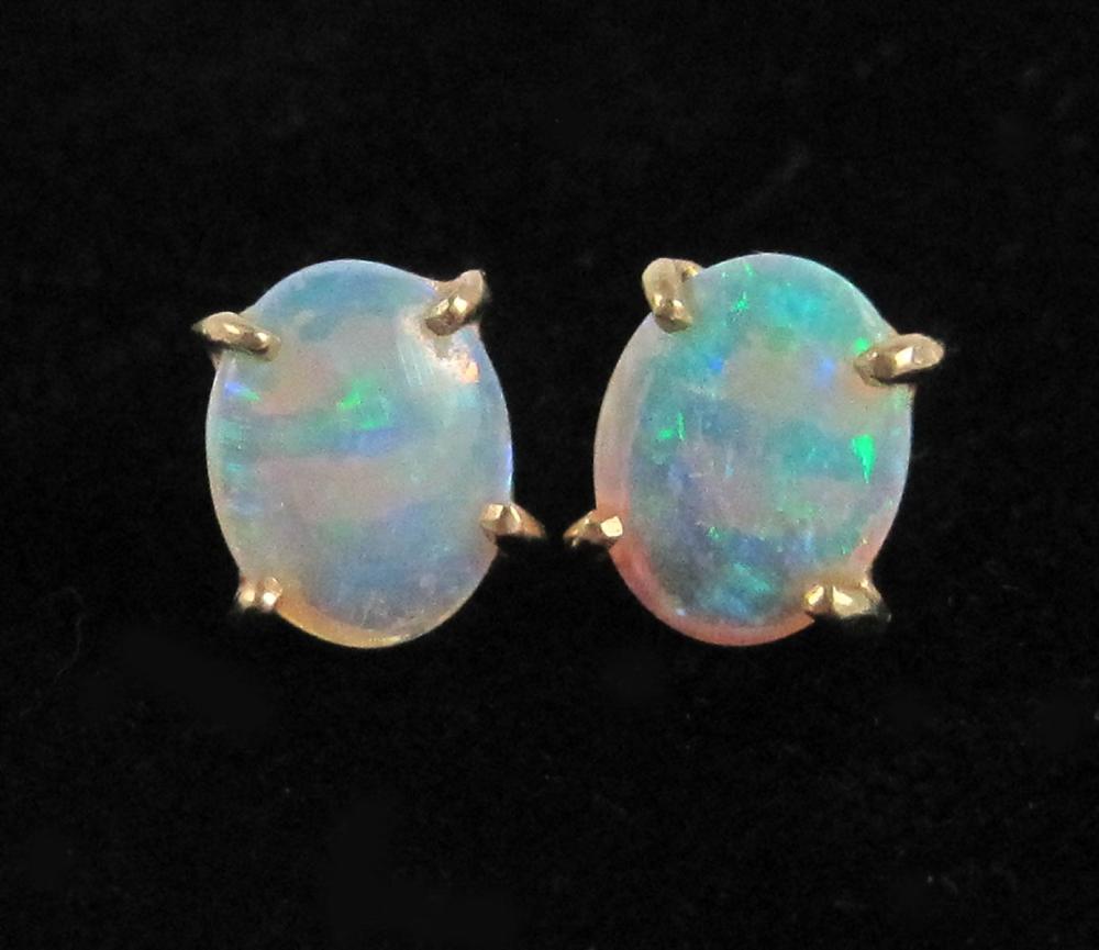 PAIR OF OPAL AND FOURTEEN KARAT